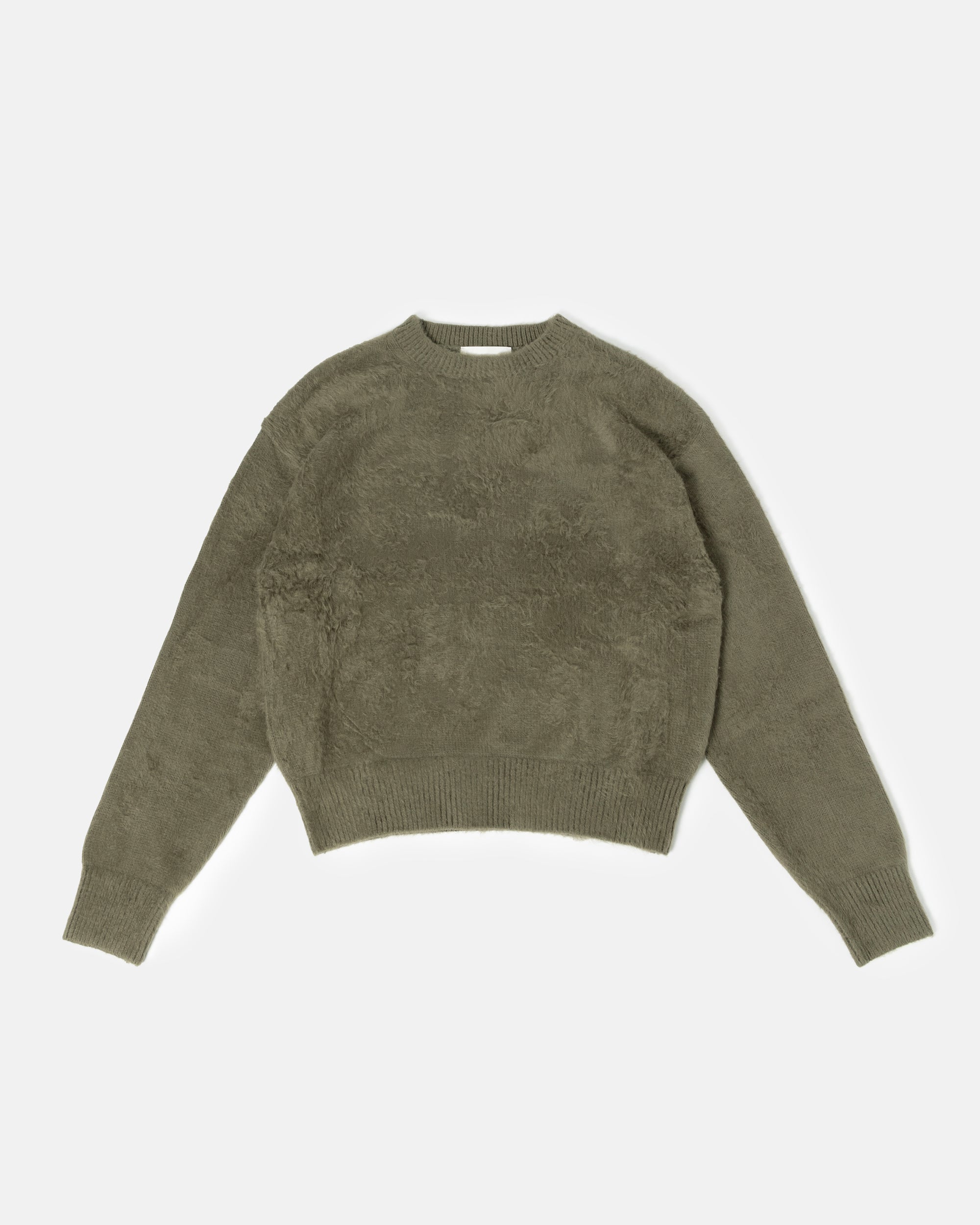 BRUSHED COTTON P/O KNIT SWEATER OLIVE