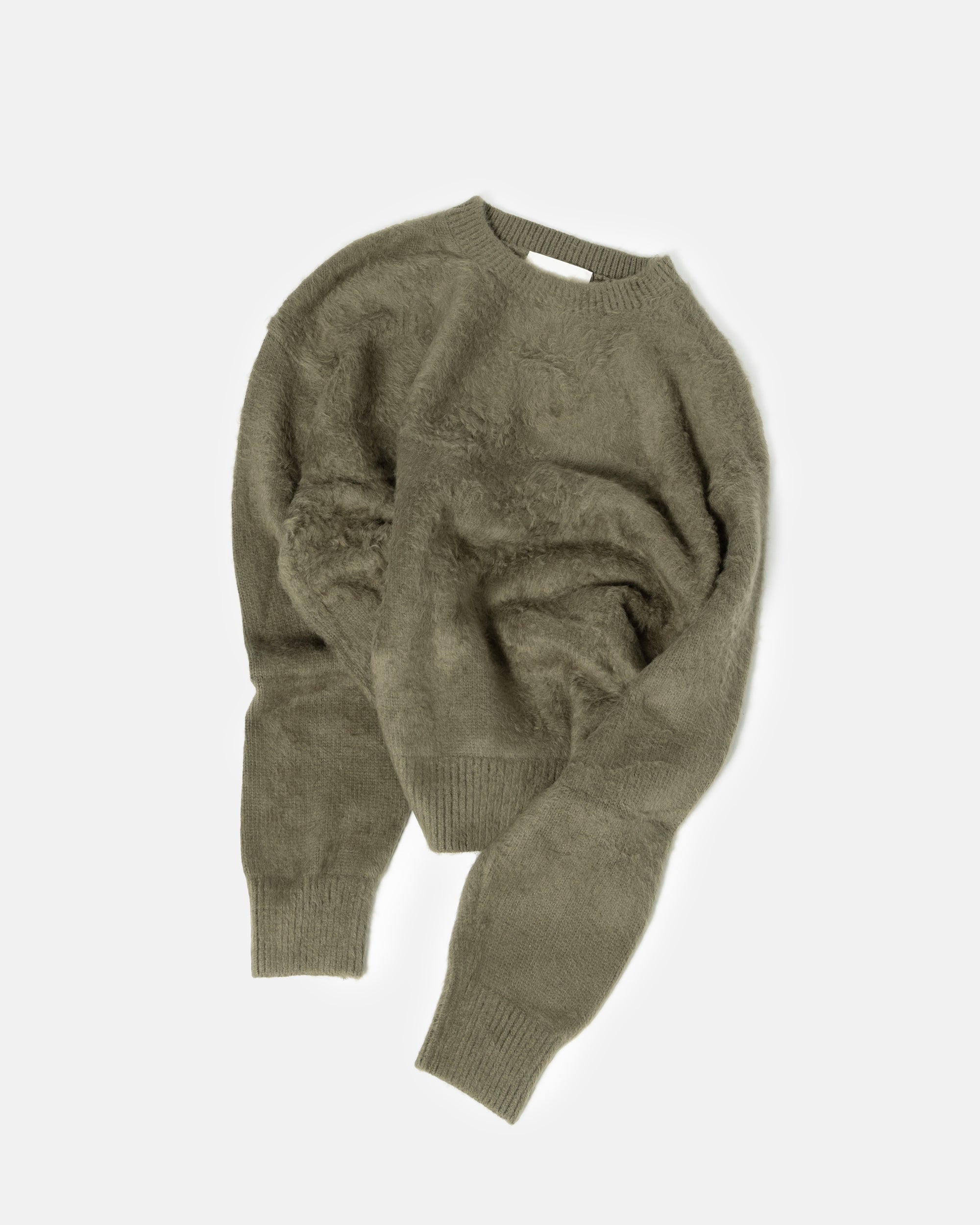 BRUSHED COTTON P/O KNIT SWEATER OLIVE