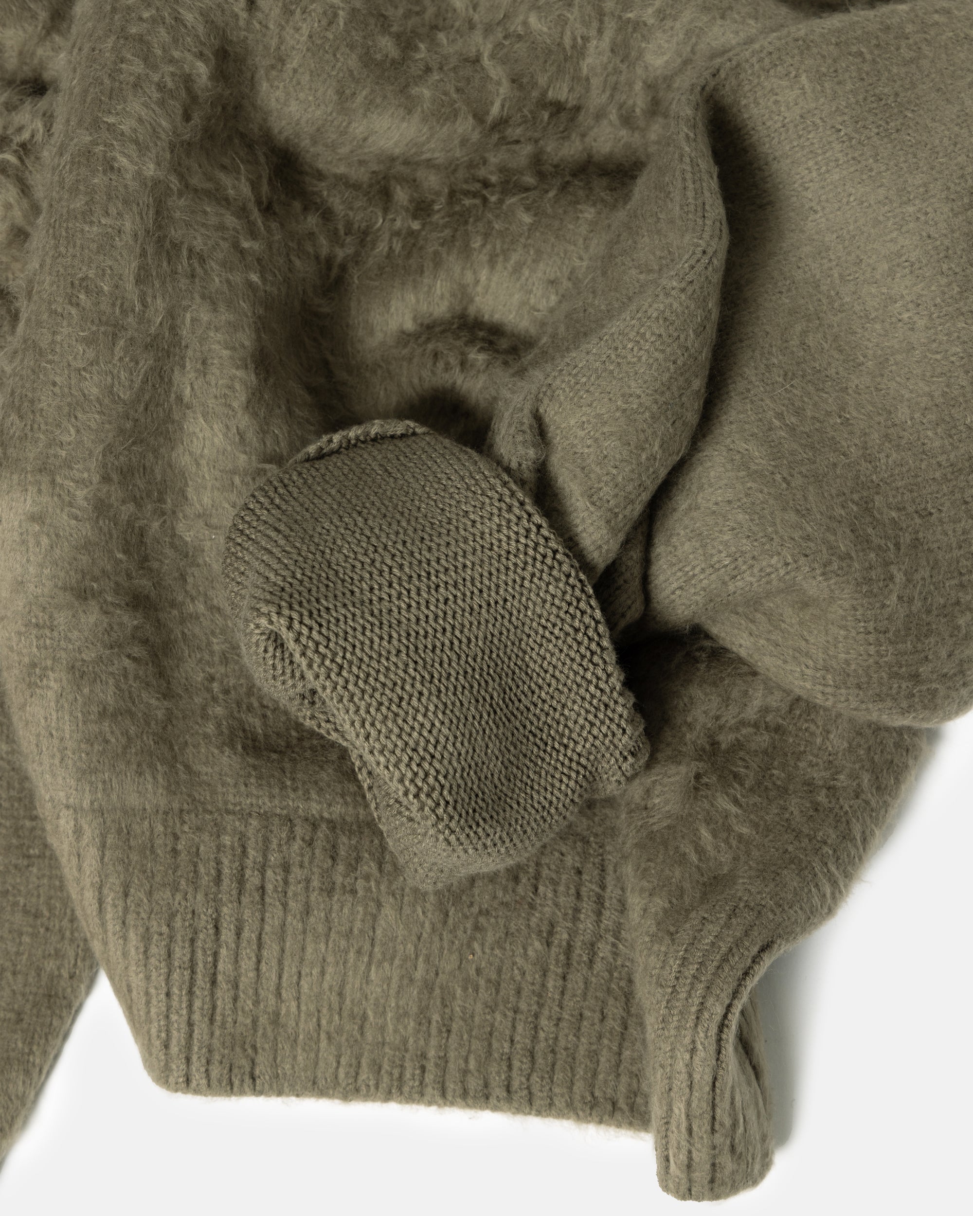 BRUSHED COTTON P/O KNIT SWEATER OLIVE