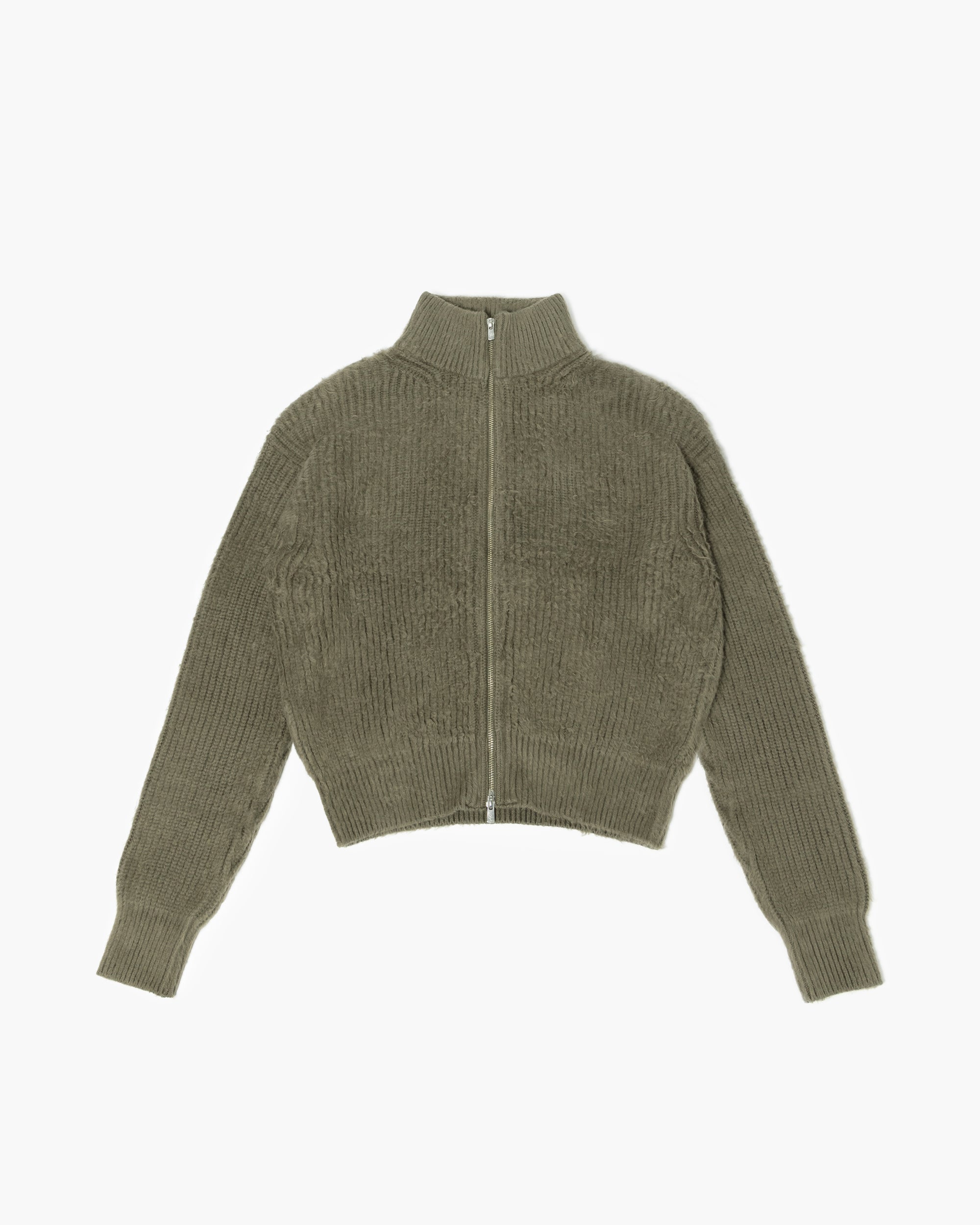 BRUSHED COTTON DRIVERS KNIT SWEATER OLIVE