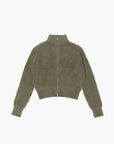 BRUSHED COTTON DRIVERS KNIT SWEATER OLIVE