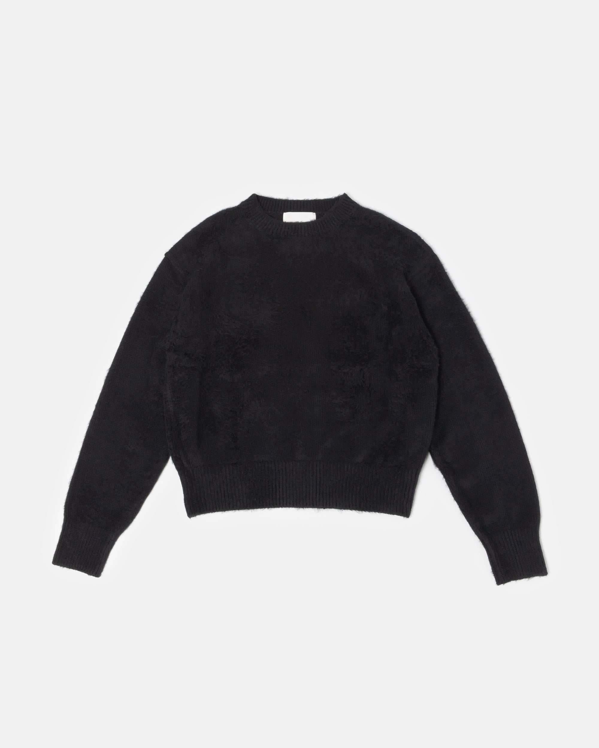 BRUSHED COTTON P/O KNIT SWEATER BLACK