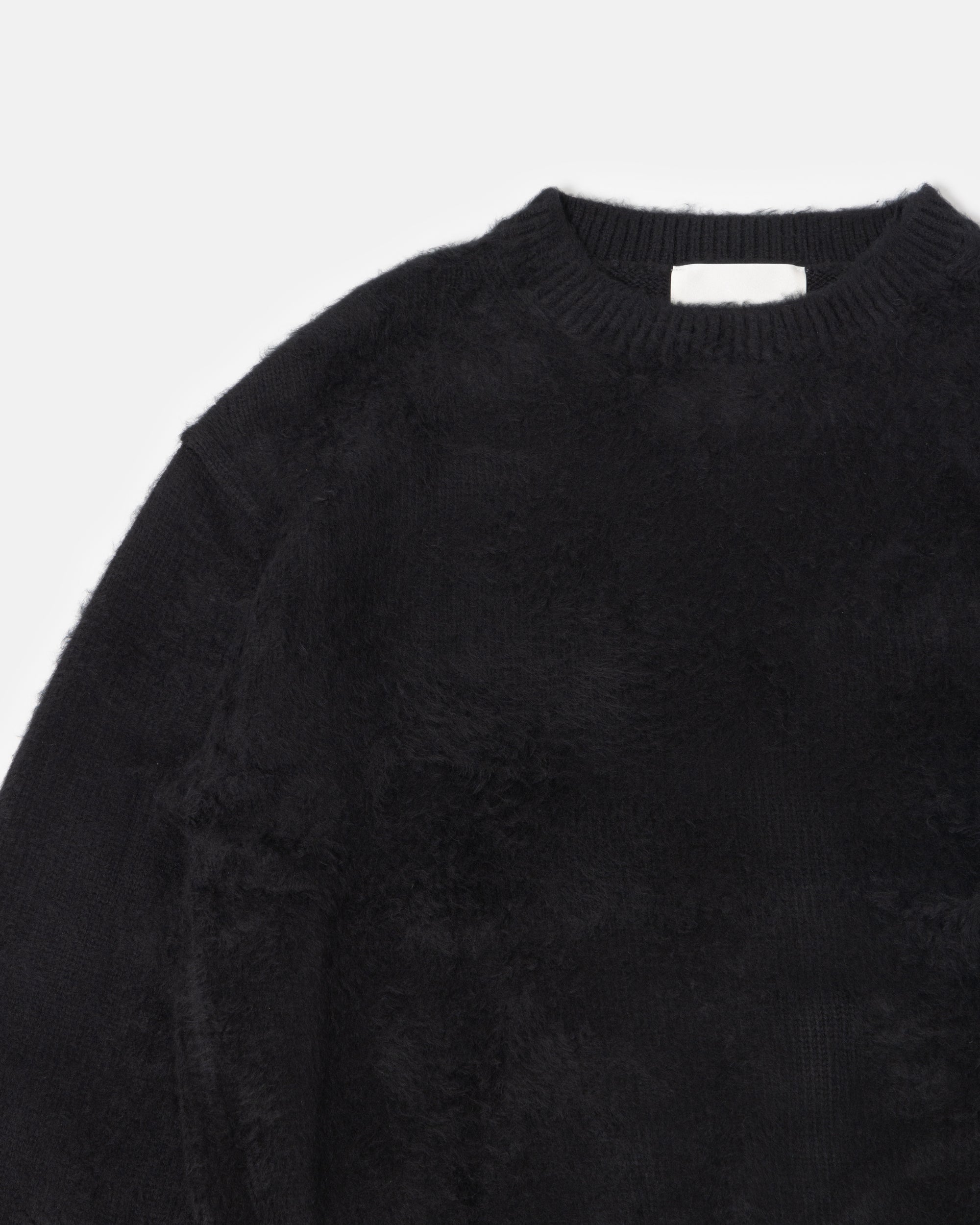 BRUSHED COTTON P/O KNIT SWEATER BLACK