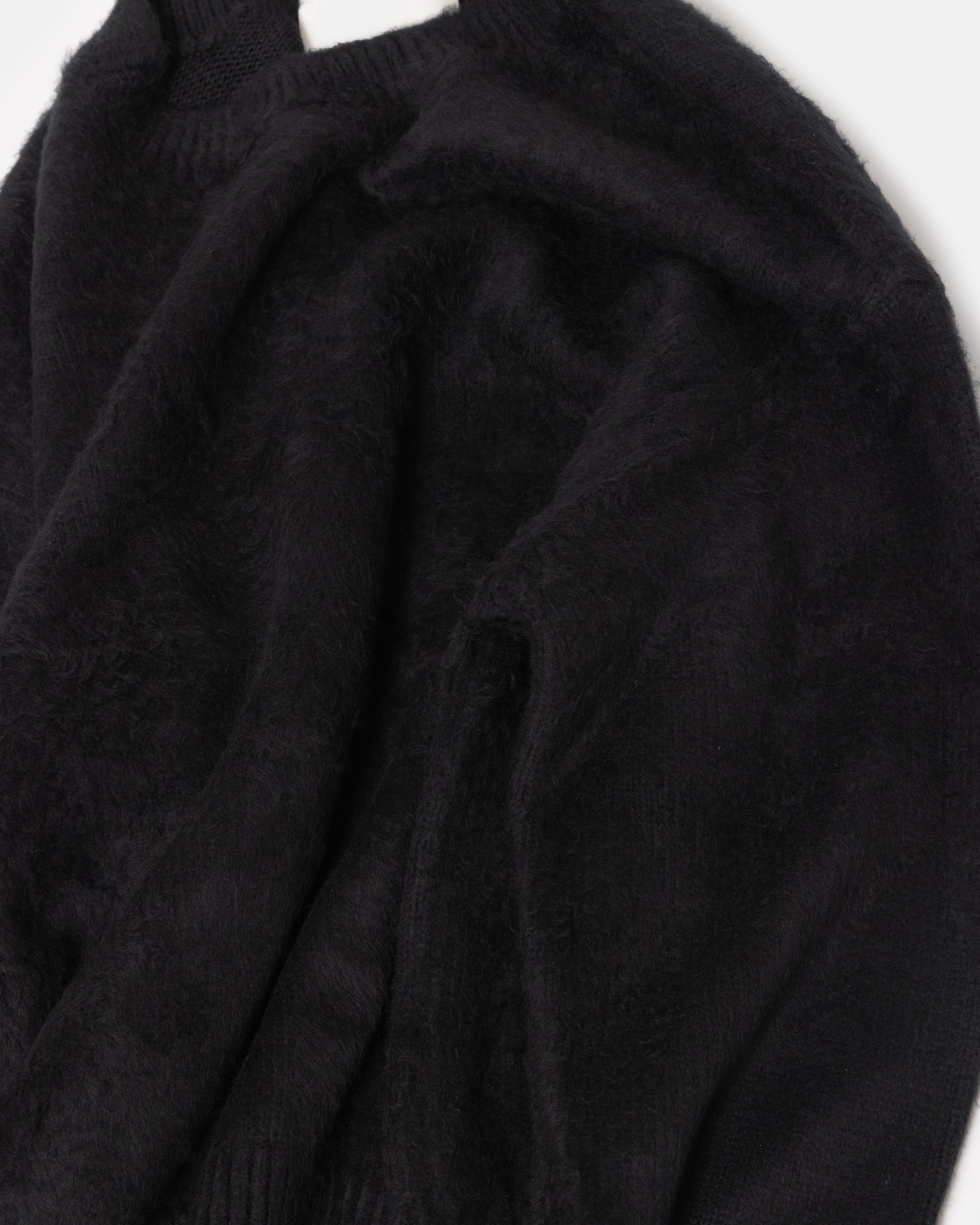 BRUSHED COTTON P/O KNIT SWEATER BLACK