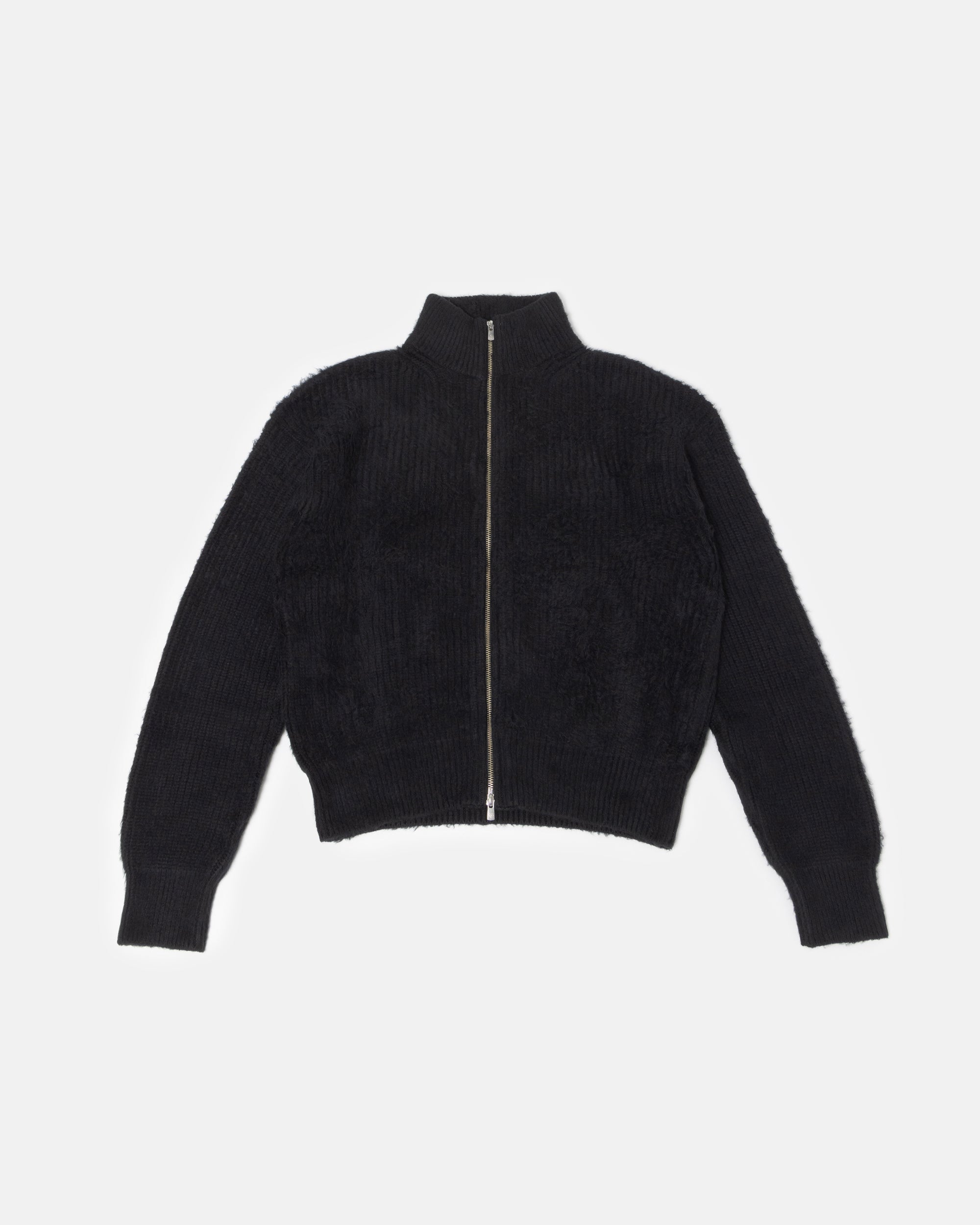 BRUSHED COTTON DRIVERS KNIT SWEATER BLACK