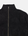 BRUSHED COTTON DRIVERS KNIT SWEATER BLACK