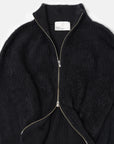 BRUSHED COTTON DRIVERS KNIT SWEATER BLACK