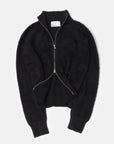 BRUSHED COTTON DRIVERS KNIT SWEATER BLACK