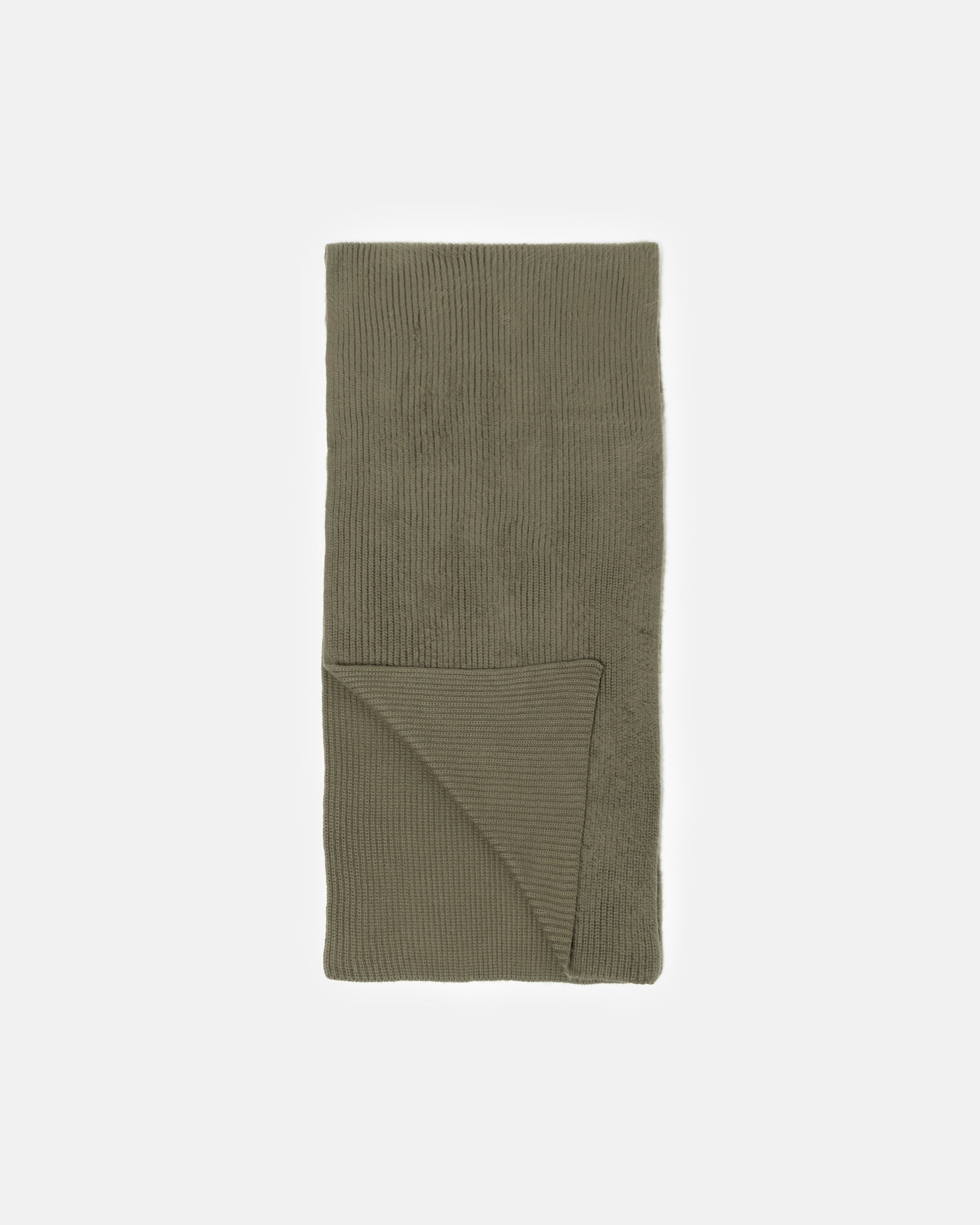 BRUSHED COTTON KNIT SCARF OLIVE