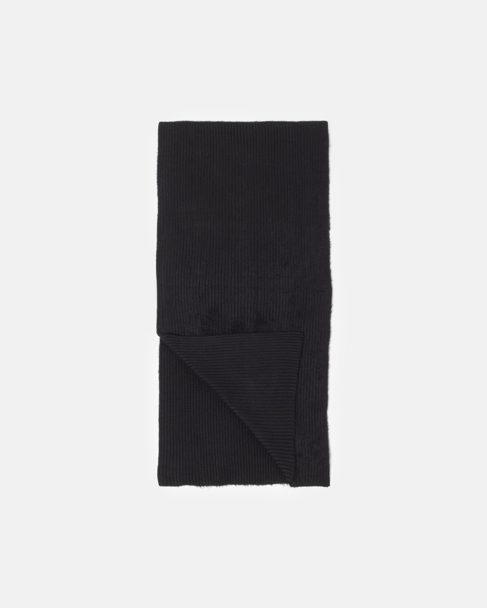 BRUSHED COTTON KNIT SCARF BLACK