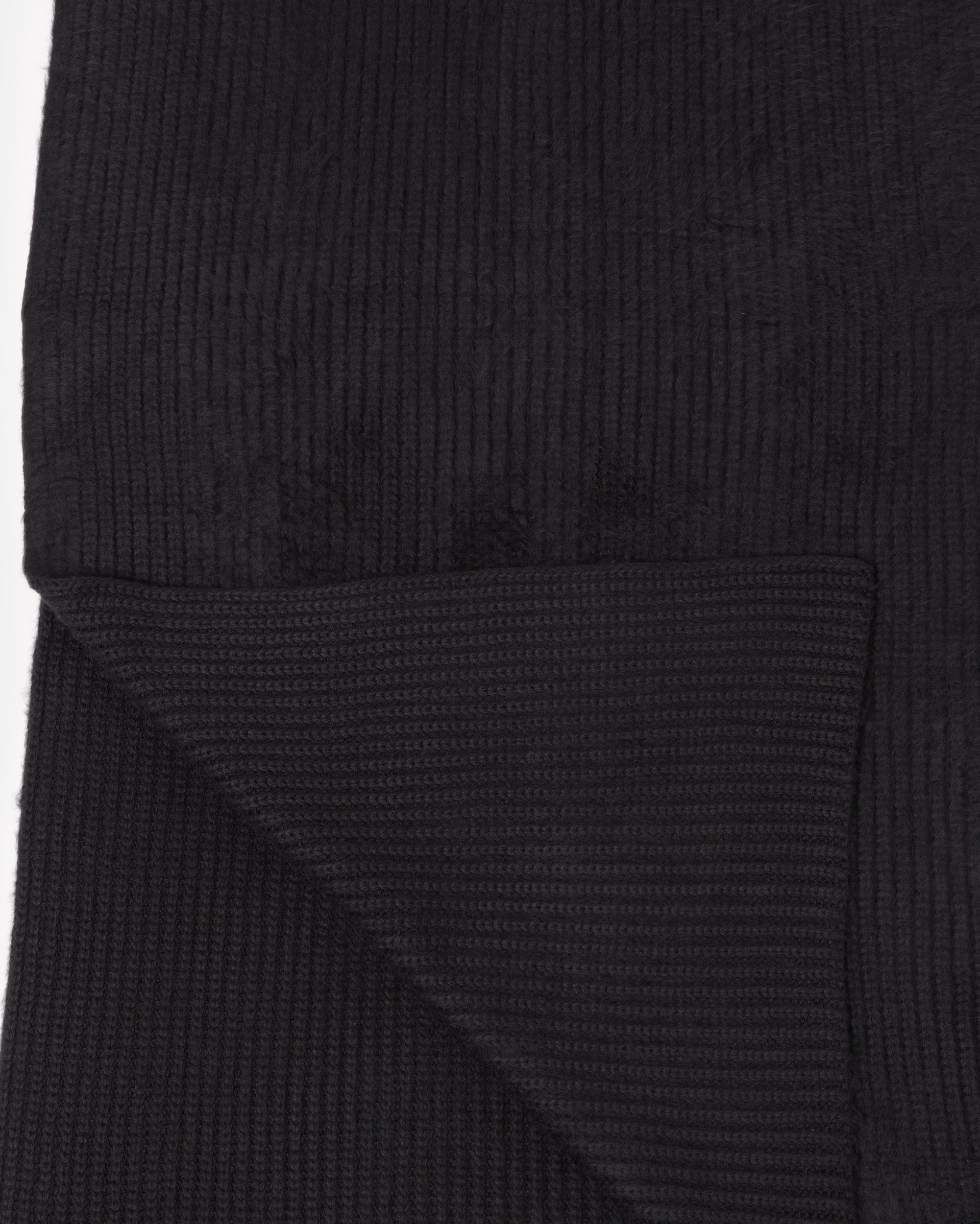 BRUSHED COTTON KNIT SCARF BLACK