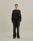 BRUSHED COTTON P/O KNIT SWEATER BLACK