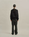 BRUSHED COTTON P/O KNIT SWEATER BLACK