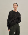 BRUSHED COTTON P/O KNIT SWEATER BLACK