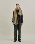 BRUSHED COTTON KNIT SCARF OLIVE