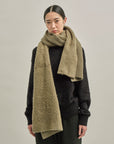 BRUSHED COTTON KNIT SCARF OLIVE