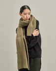 BRUSHED COTTON KNIT SCARF OLIVE