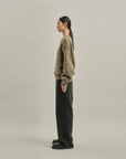 BRUSHED COTTON P/O KNIT SWEATER OLIVE