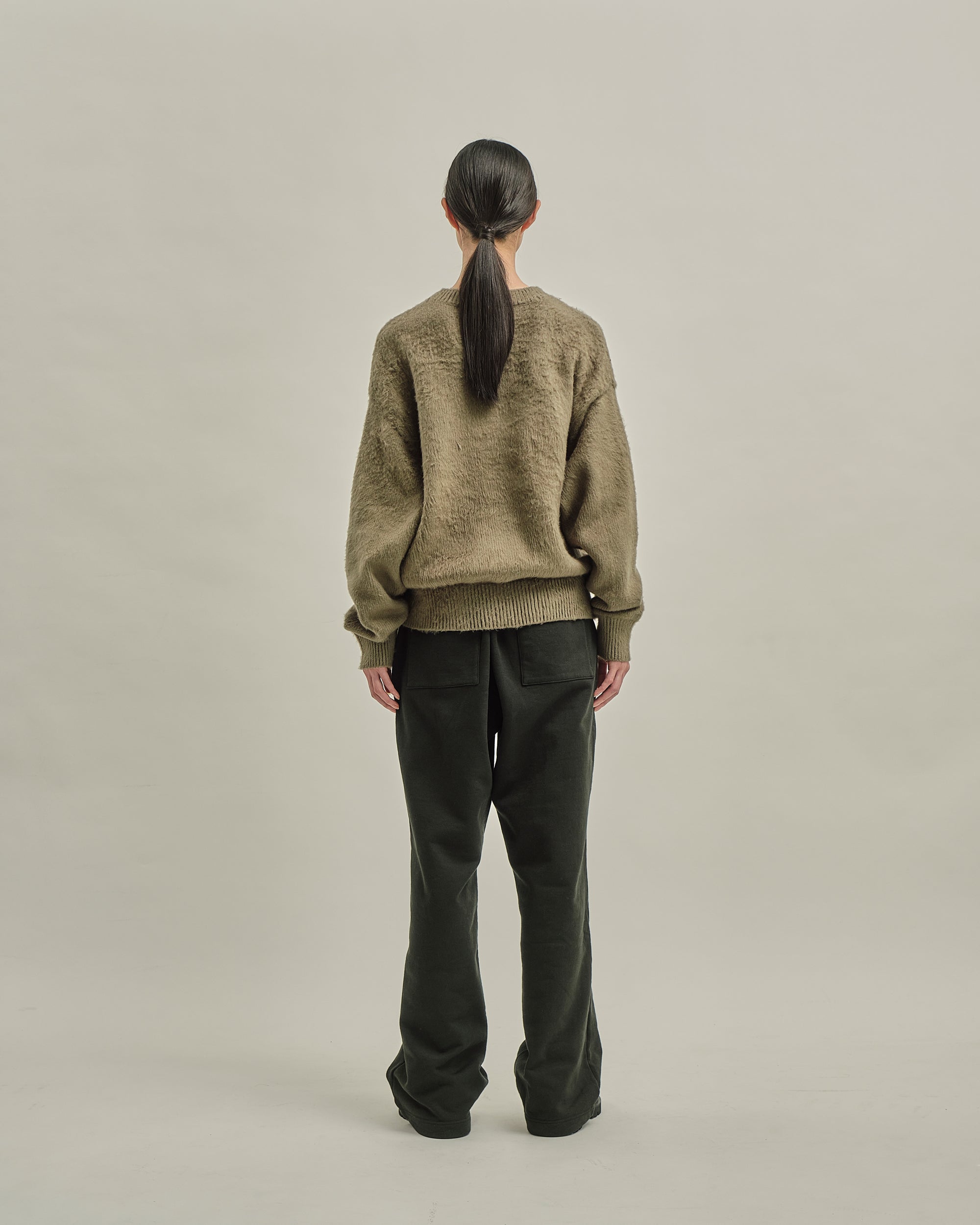 BRUSHED COTTON P/O KNIT SWEATER OLIVE