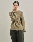 BRUSHED COTTON P/O KNIT SWEATER OLIVE