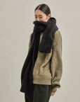 BRUSHED COTTON KNIT SCARF BLACK