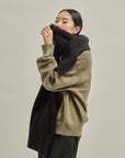 BRUSHED COTTON KNIT SCARF BLACK