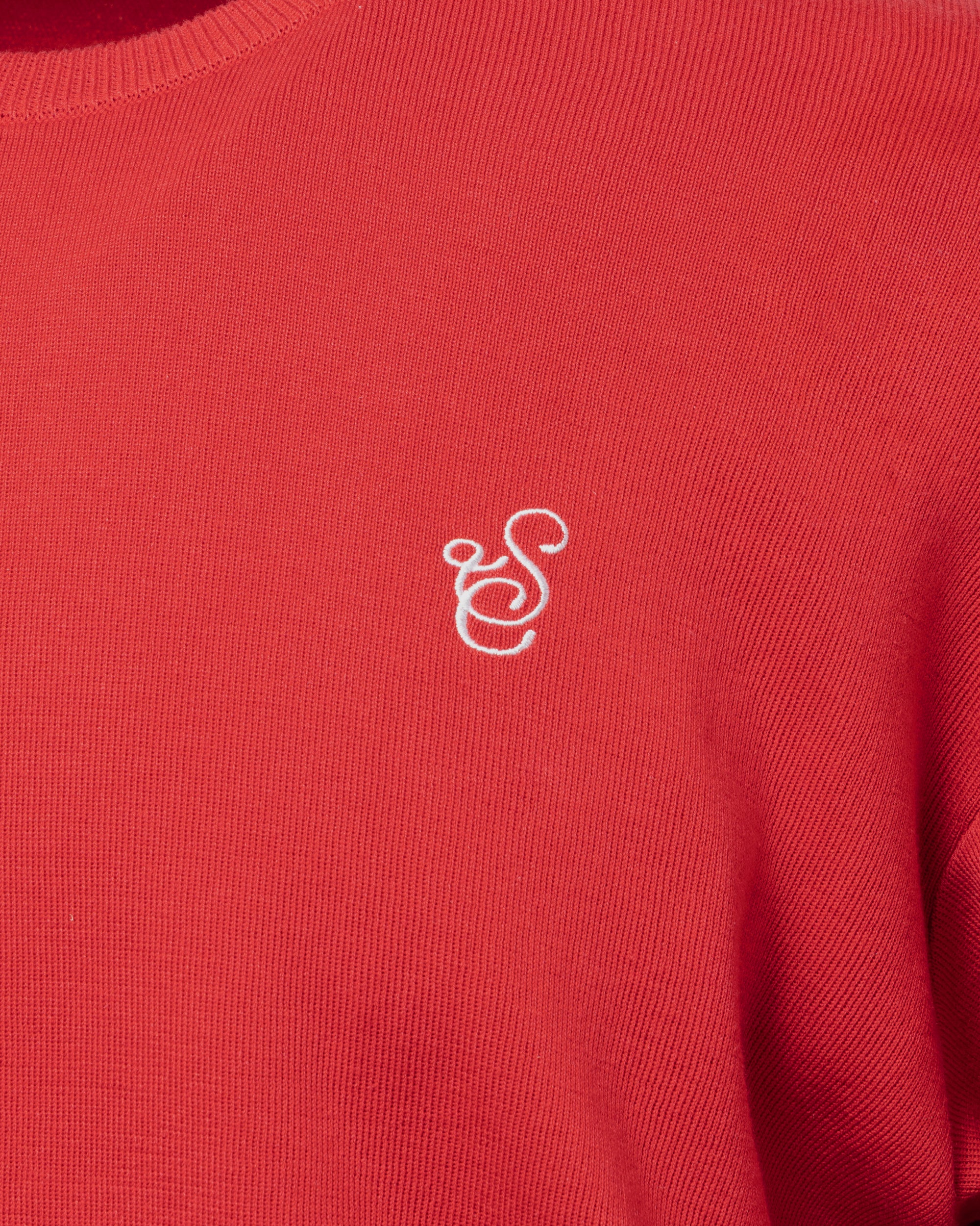 SCRIPT KNIT L/S TEE RED