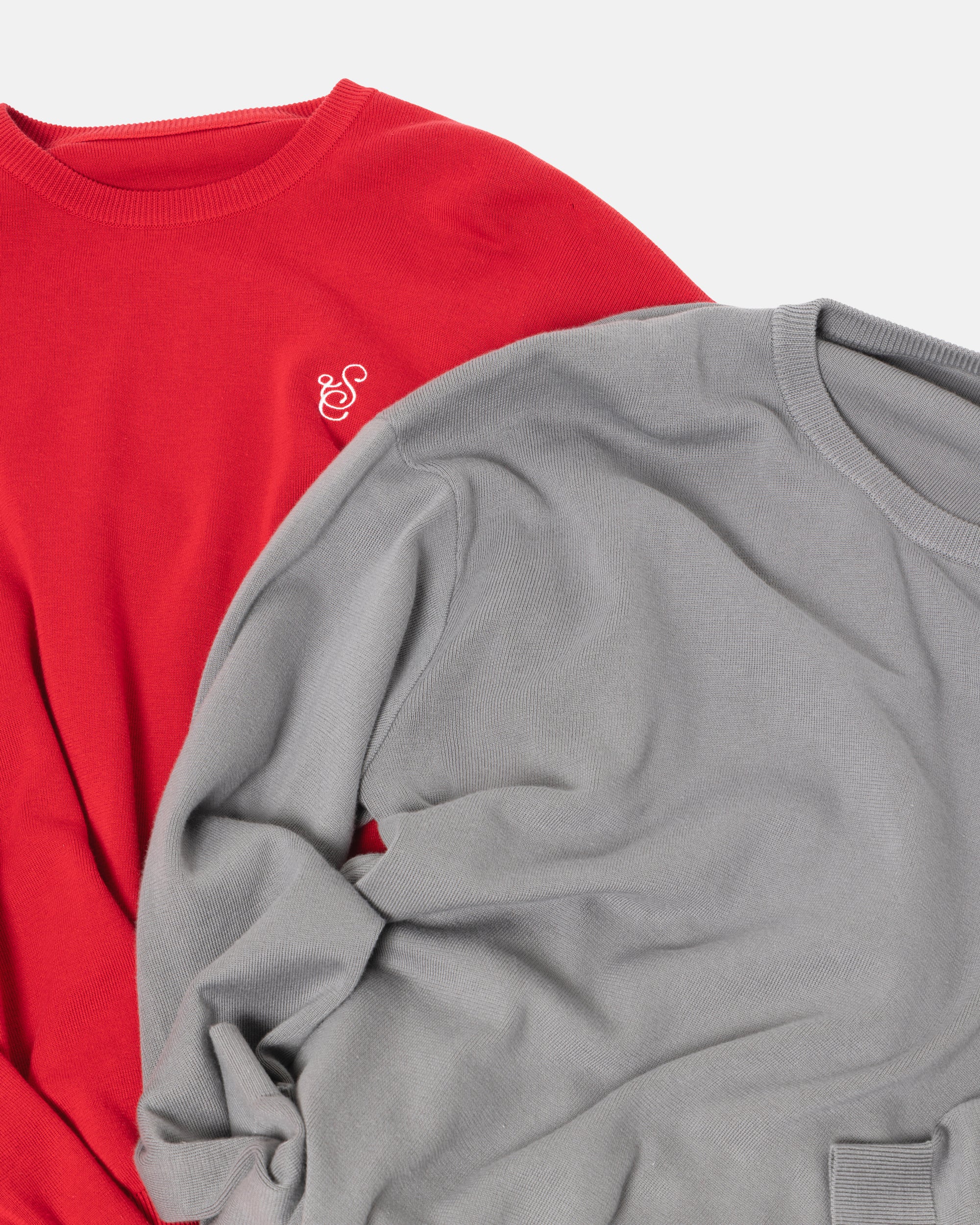 SCRIPT KNIT L/S TEE RED