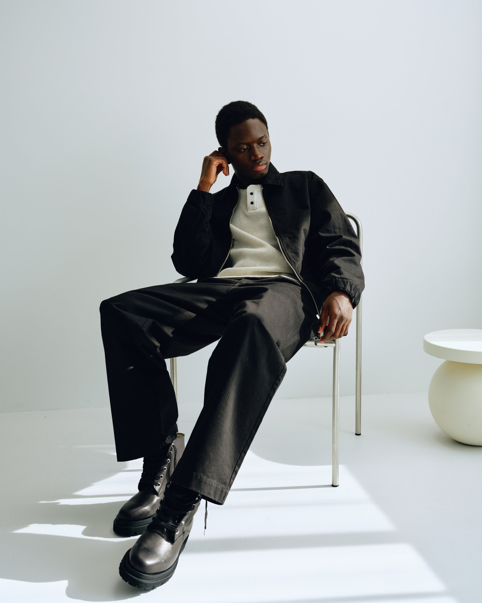 CHINO ZIP BLOUSON BLACK