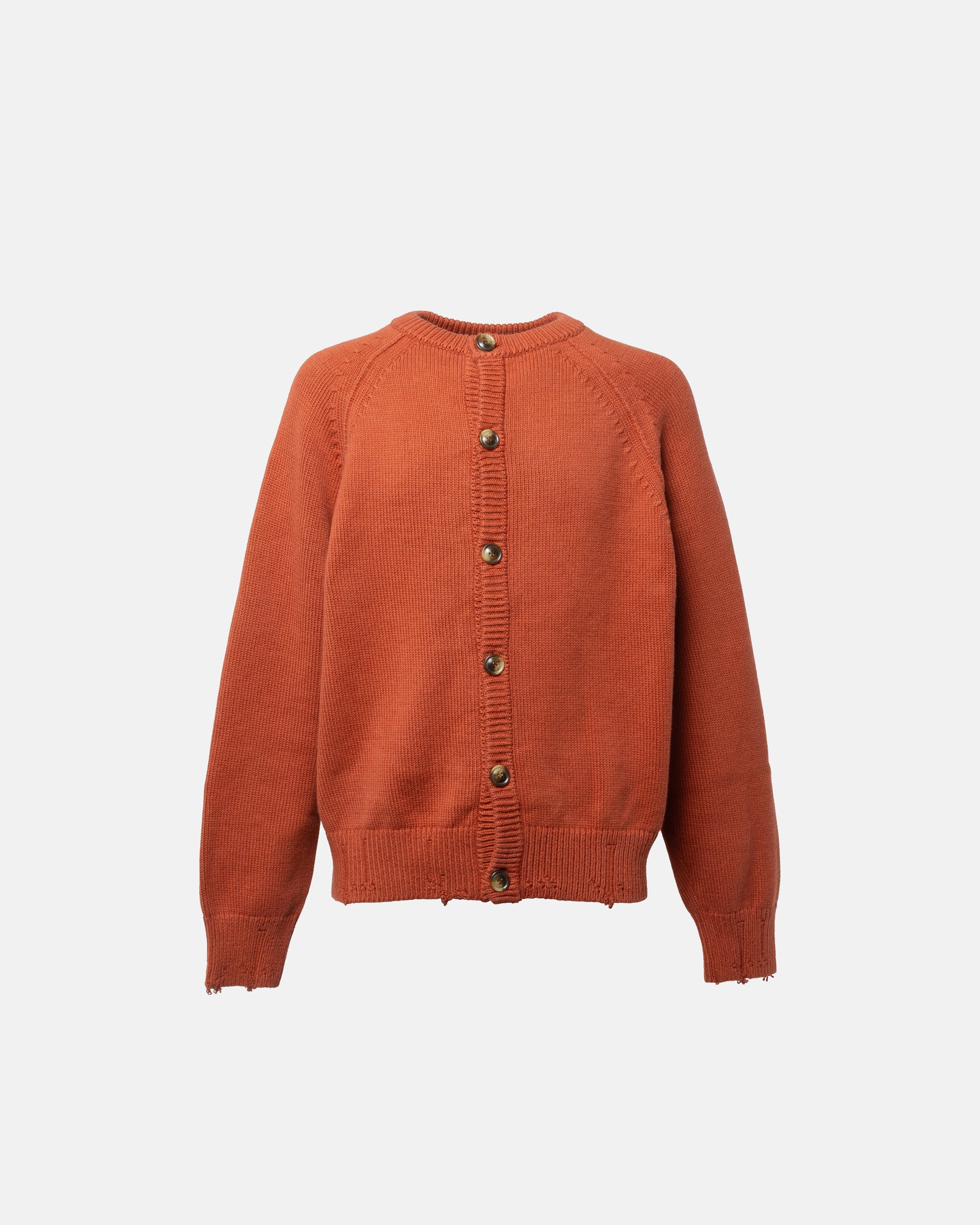 DISTRESSED COTTON CARDIGAN TERRACOTTA