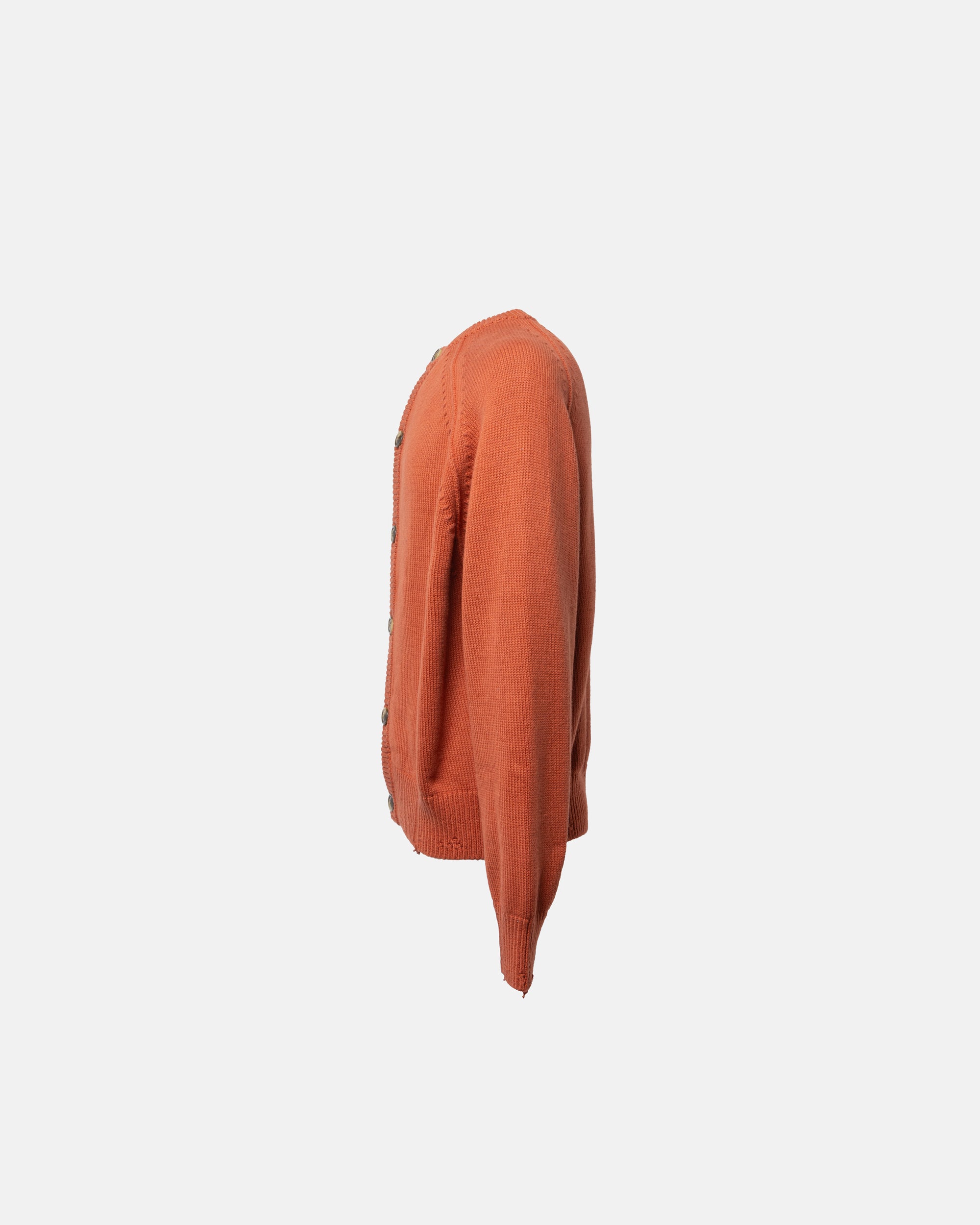DISTRESSED COTTON CARDIGAN TERRACOTTA