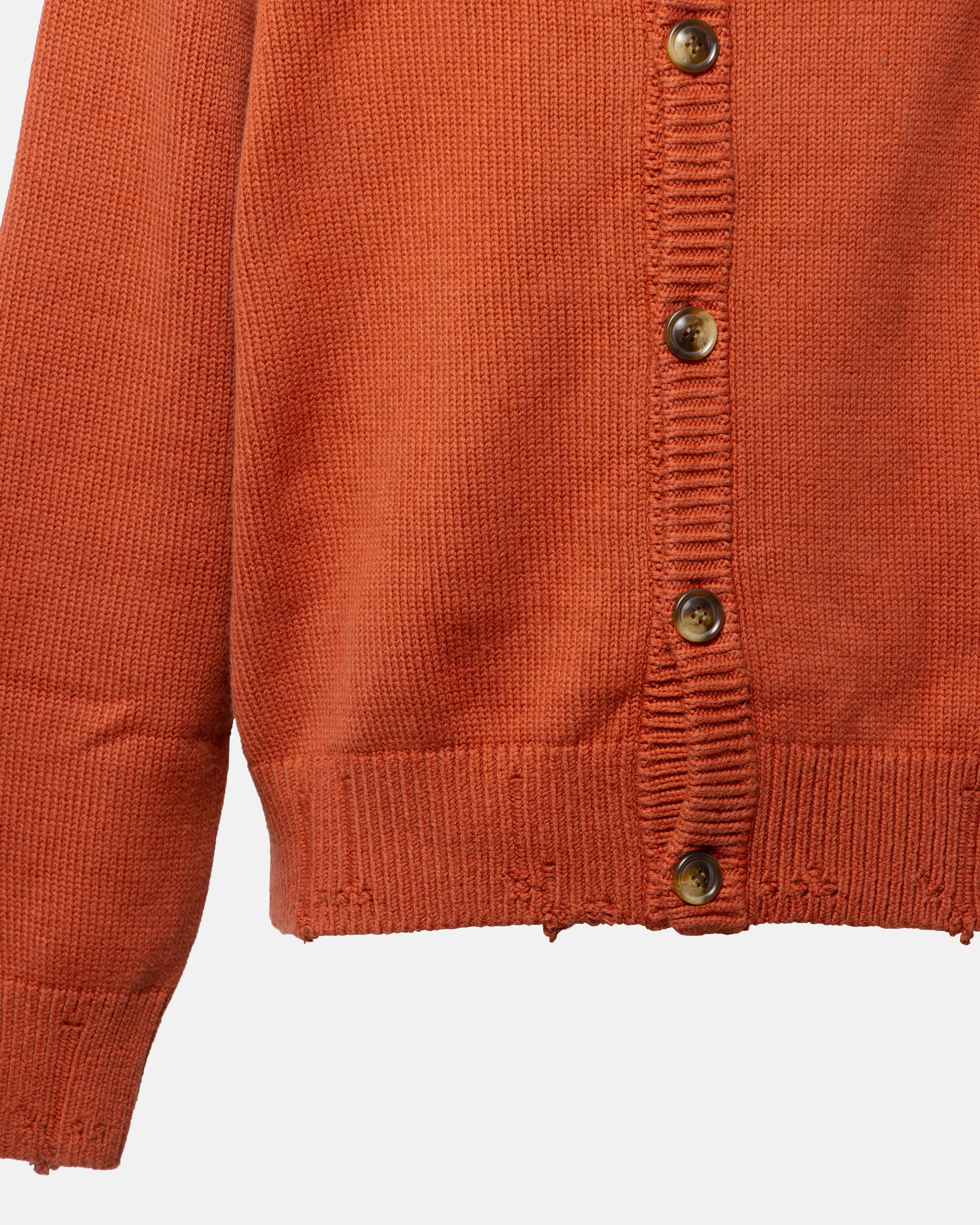 DISTRESSED COTTON CARDIGAN TERRACOTTA
