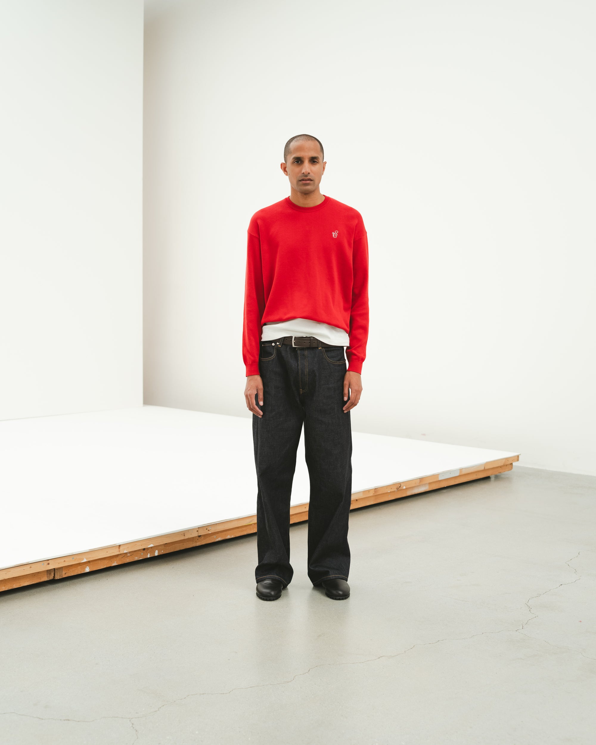 SCRIPT KNIT L/S TEE RED