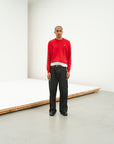 SCRIPT KNIT L/S TEE RED