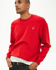 SCRIPT KNIT L/S TEE RED