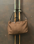 JUTE CANVAS TOTE BAG DK. BROWN
