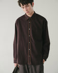 LINED EDGE SILK BLENDED SHIRT DK.BROWN