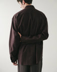 LINED EDGE SILK BLENDED SHIRT DK.BROWN