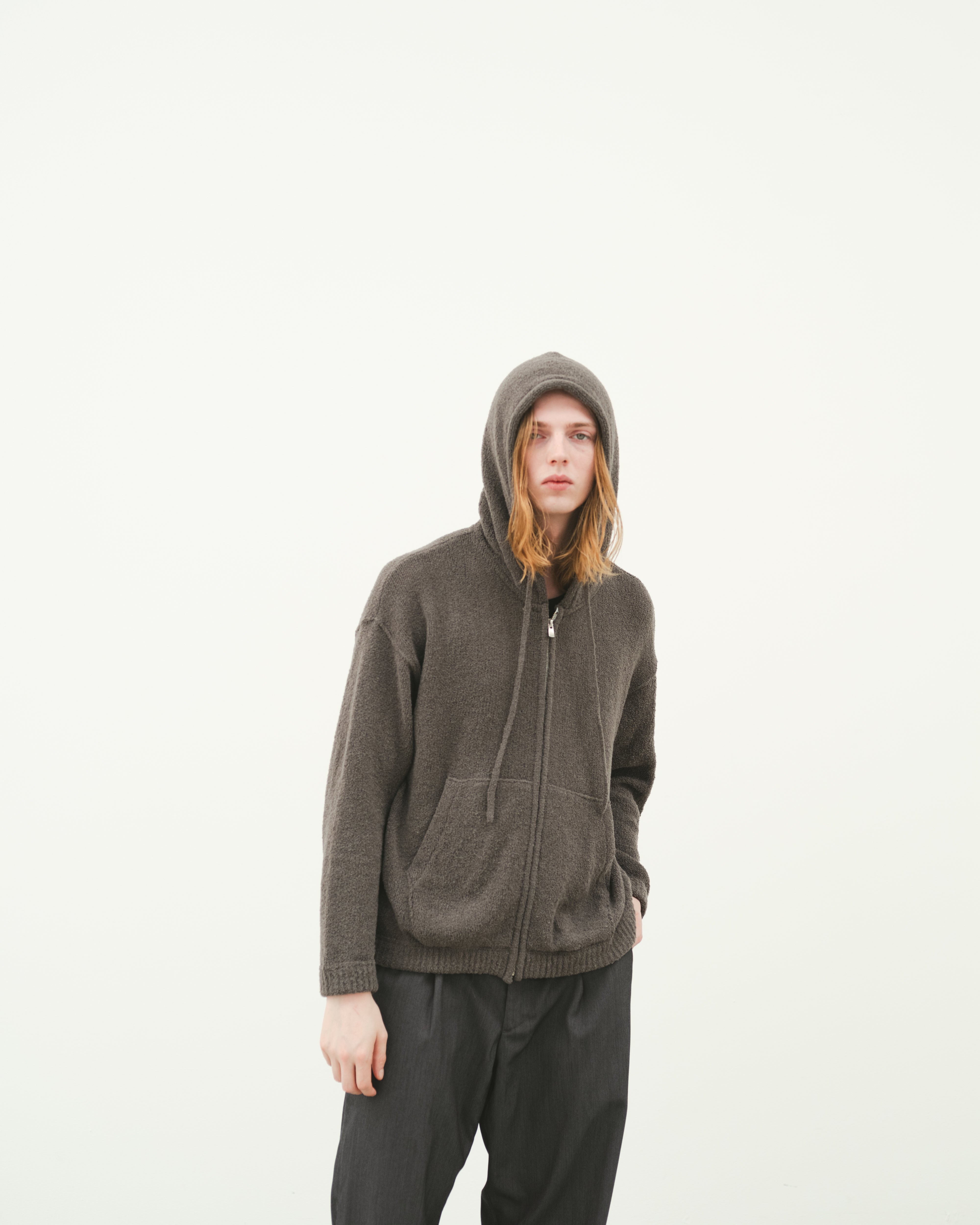 WOOL TERRY KNIT ZIP HOODIE DK.GRAY – SimplyComplicated
