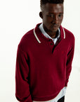 EDGE LINE KNIT POLO BORDEAUX