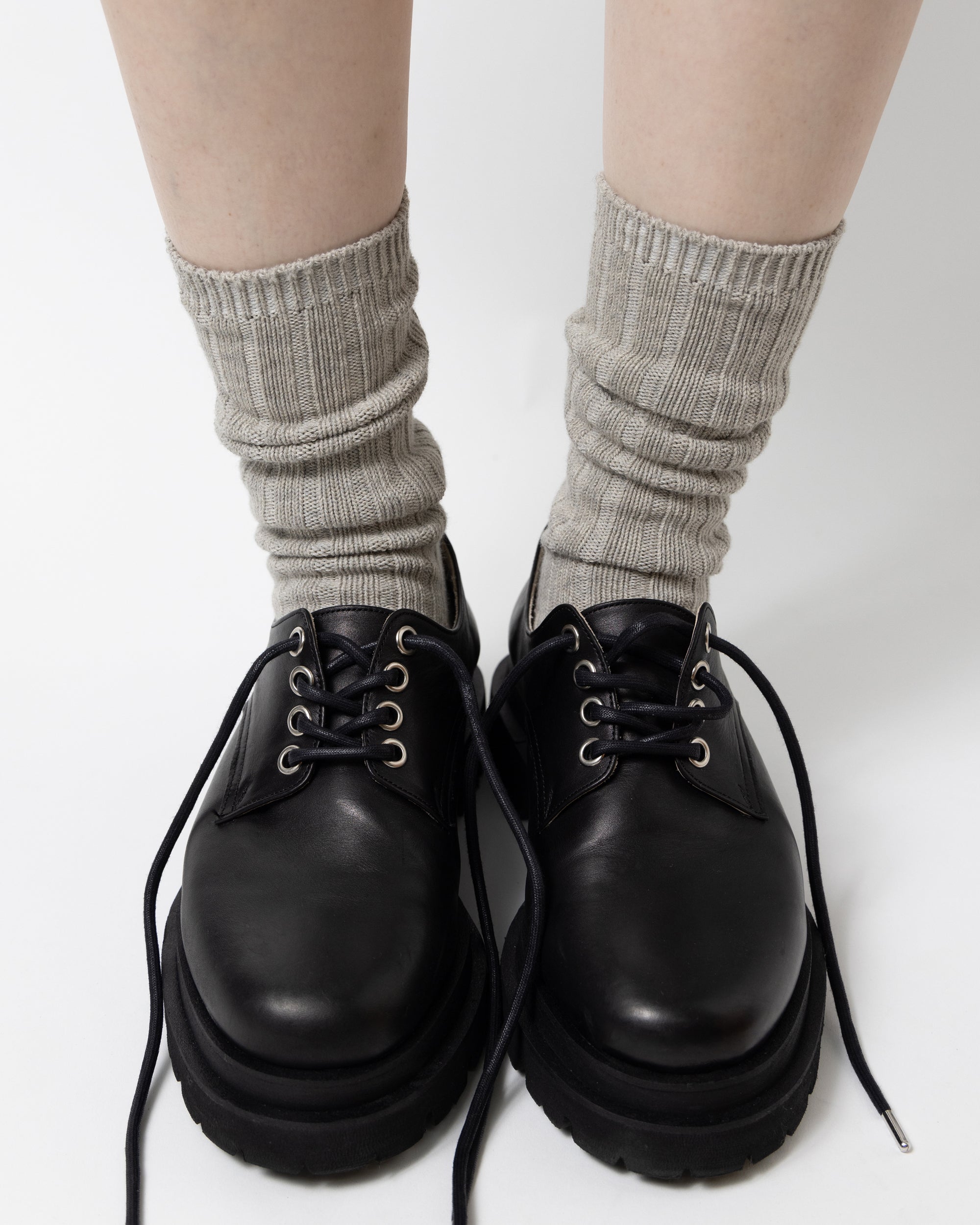 ORGANIC COTTON LOOSE RIB SOCKS LT.GREY