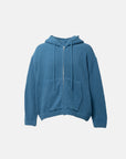WOOL TERRY KNIT ZIP HOODIE AQUA