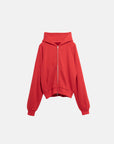 KNITTED ZIP HOODIE RED