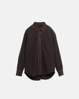 LINED EDGE SILK BLENDED SHIRT DK.BROWN