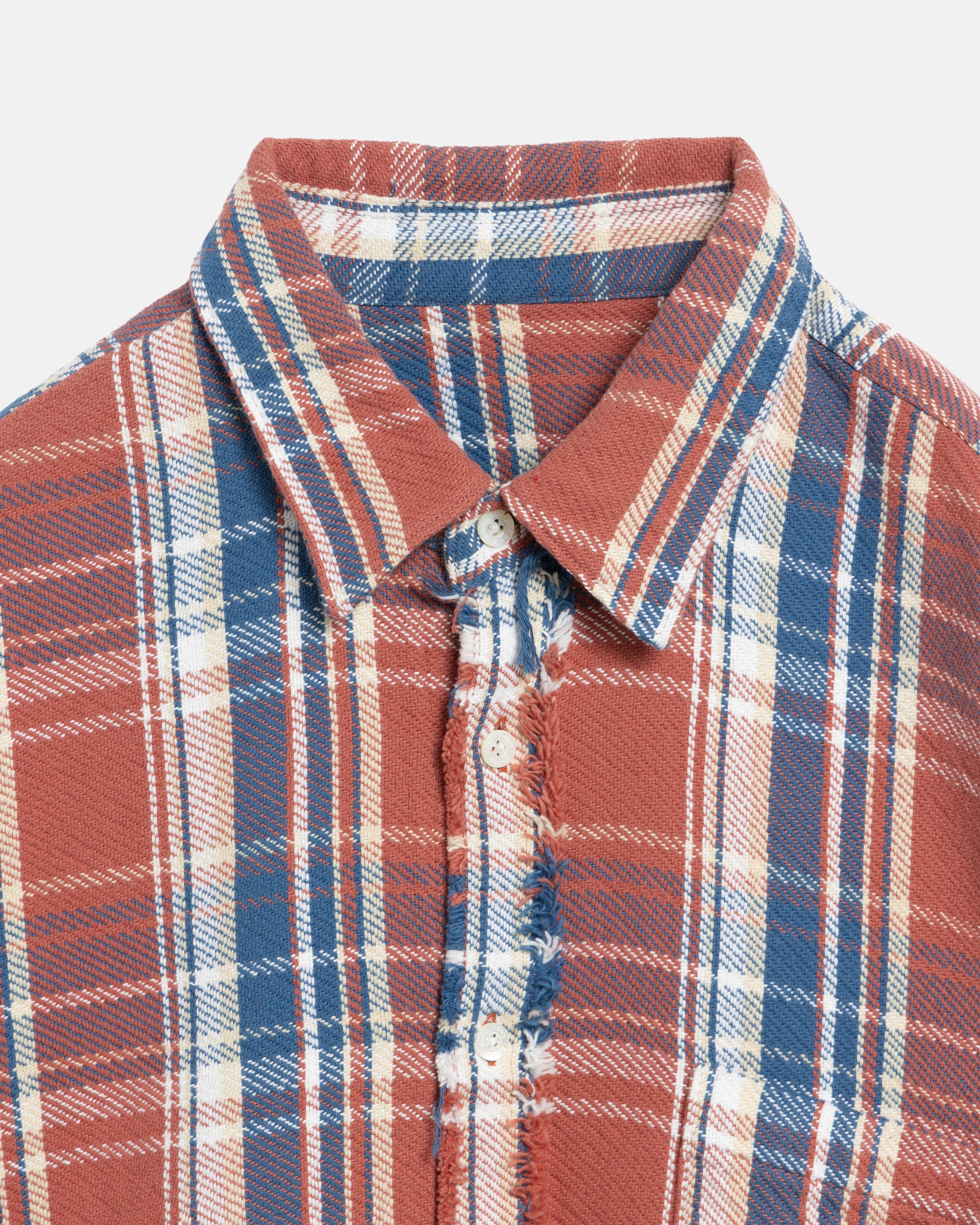 RAW EDGE CHECK SHIRT RED CHECK