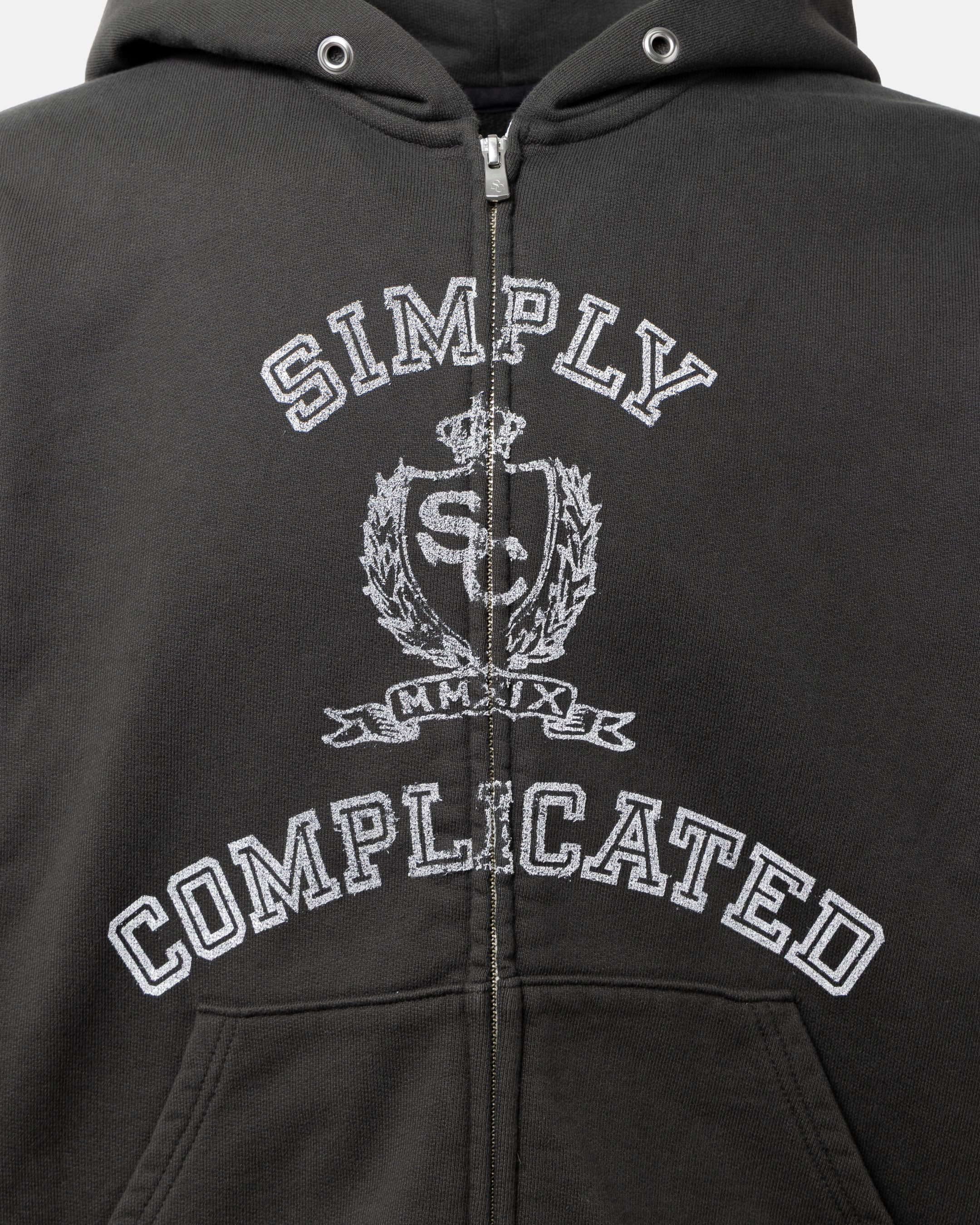 COLLEGE ZIP HOODIE BLACK – SimplyComplicated
