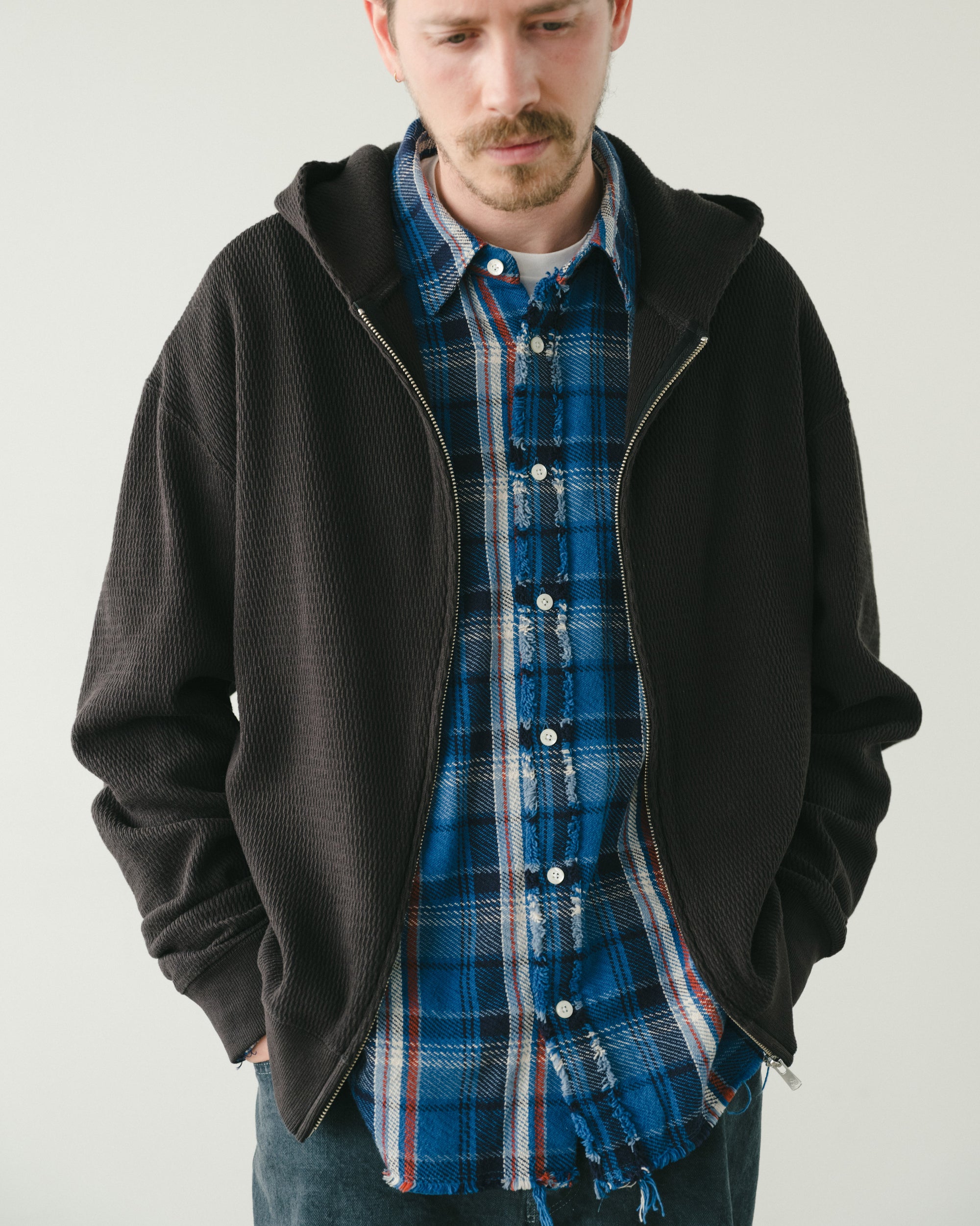 HONEYCOMB WAFFLE HOODIE BLACK