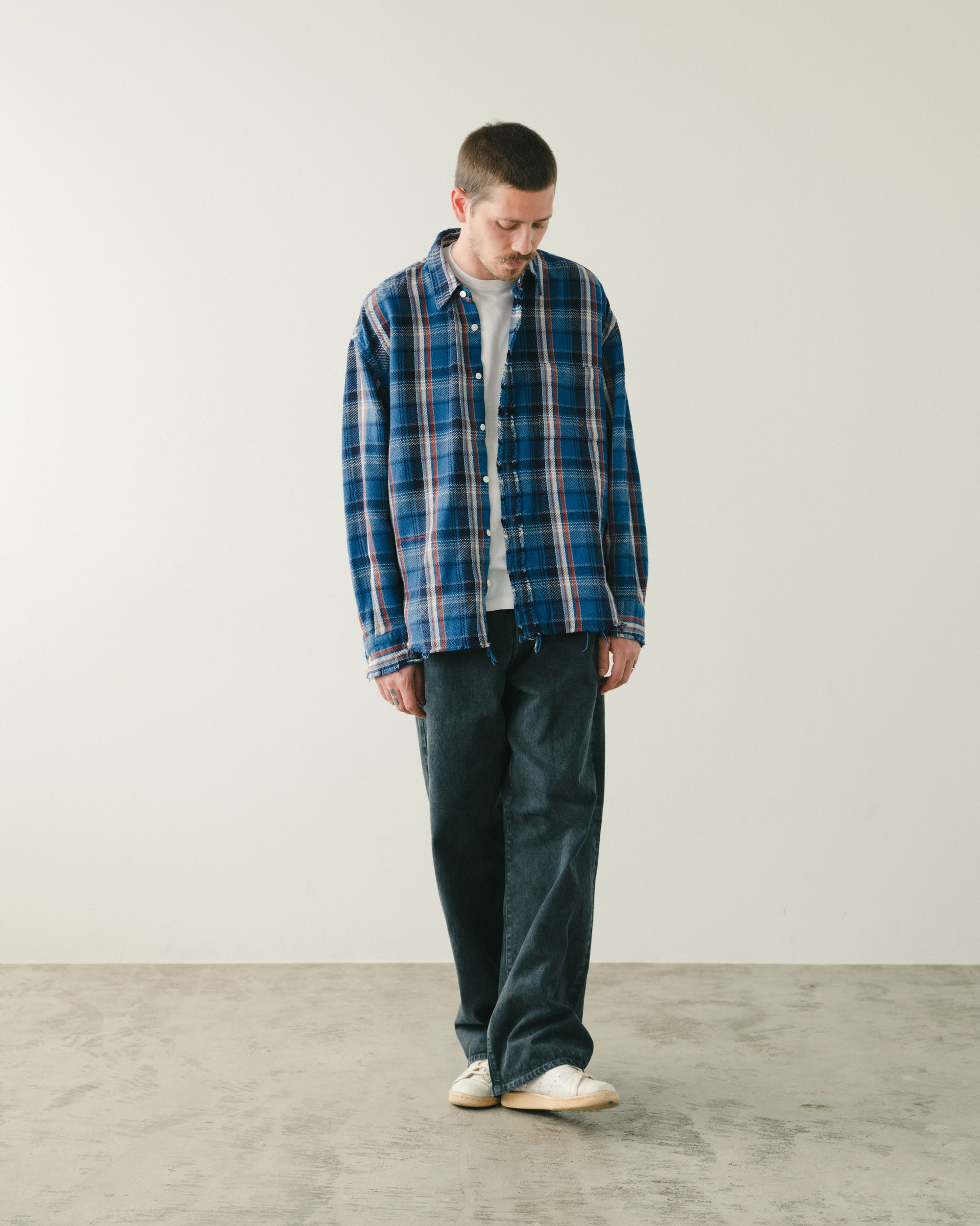RAW EDGE CHECK SHIRT BLUE CHECK