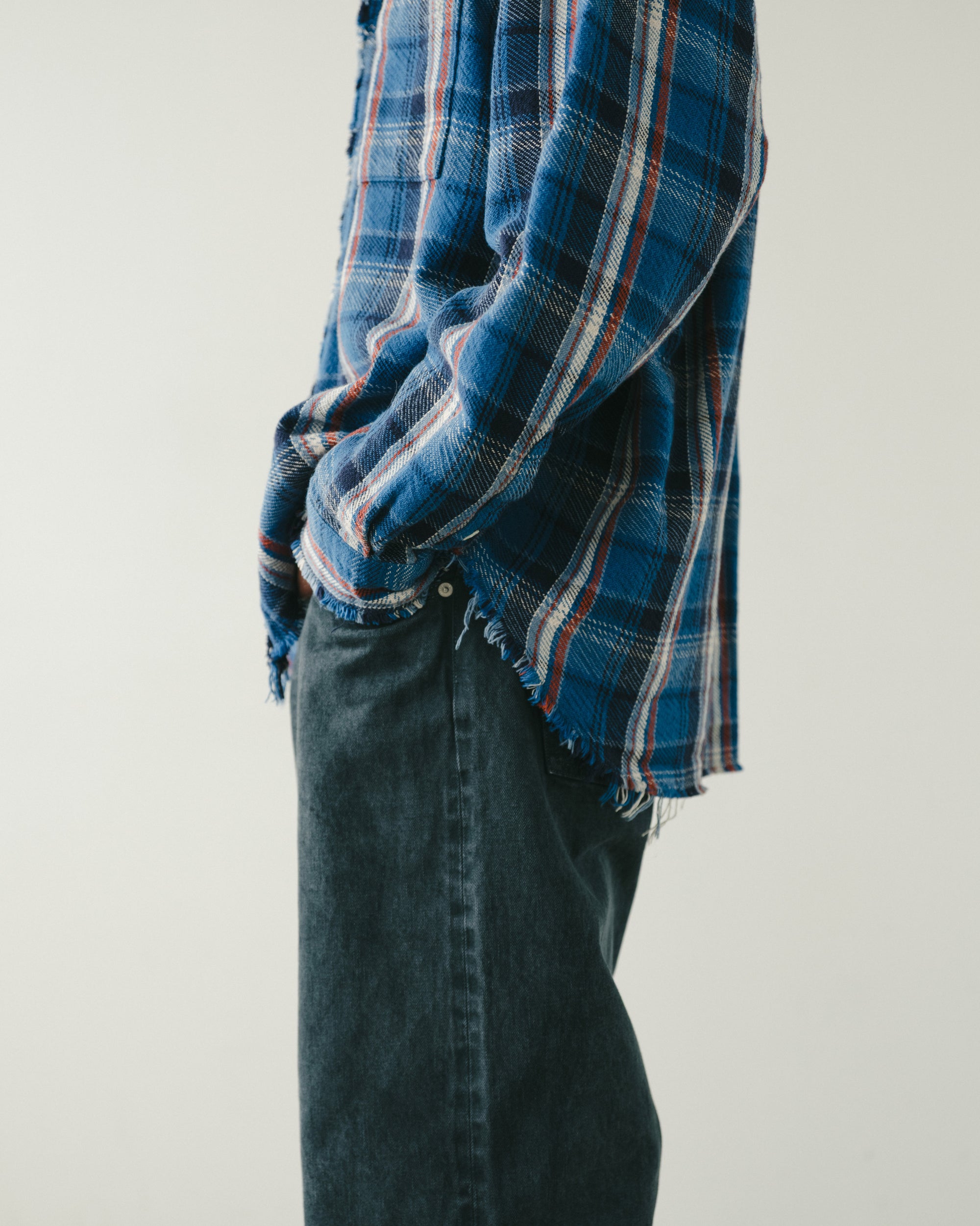 RAW EDGE CHECK SHIRT BLUE CHECK