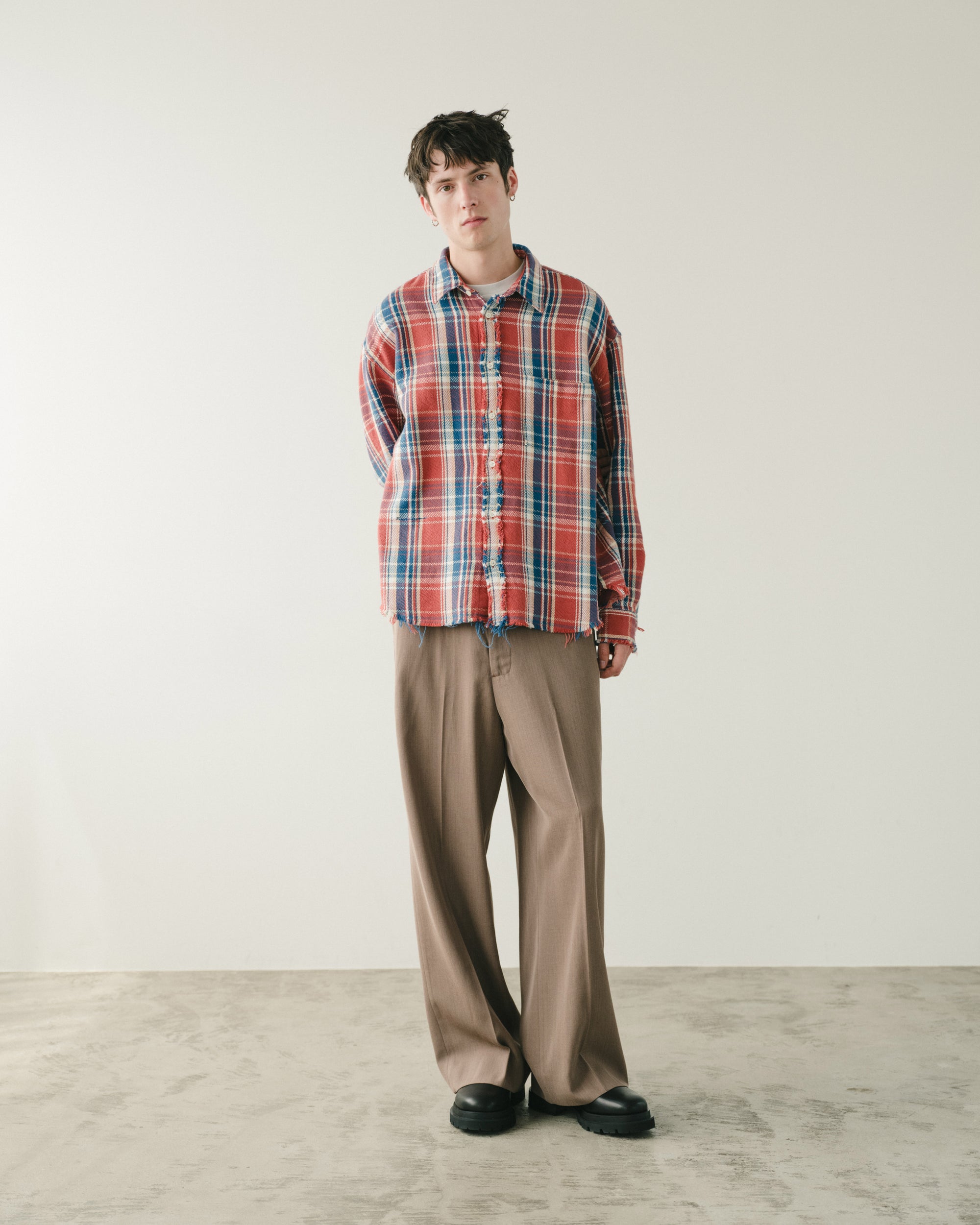 RAW EDGE CHECK SHIRT RED CHECK
